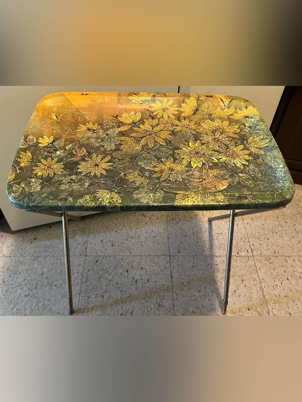 Floral Gold Accent Tabletop Art Panel - Yellow/Gold